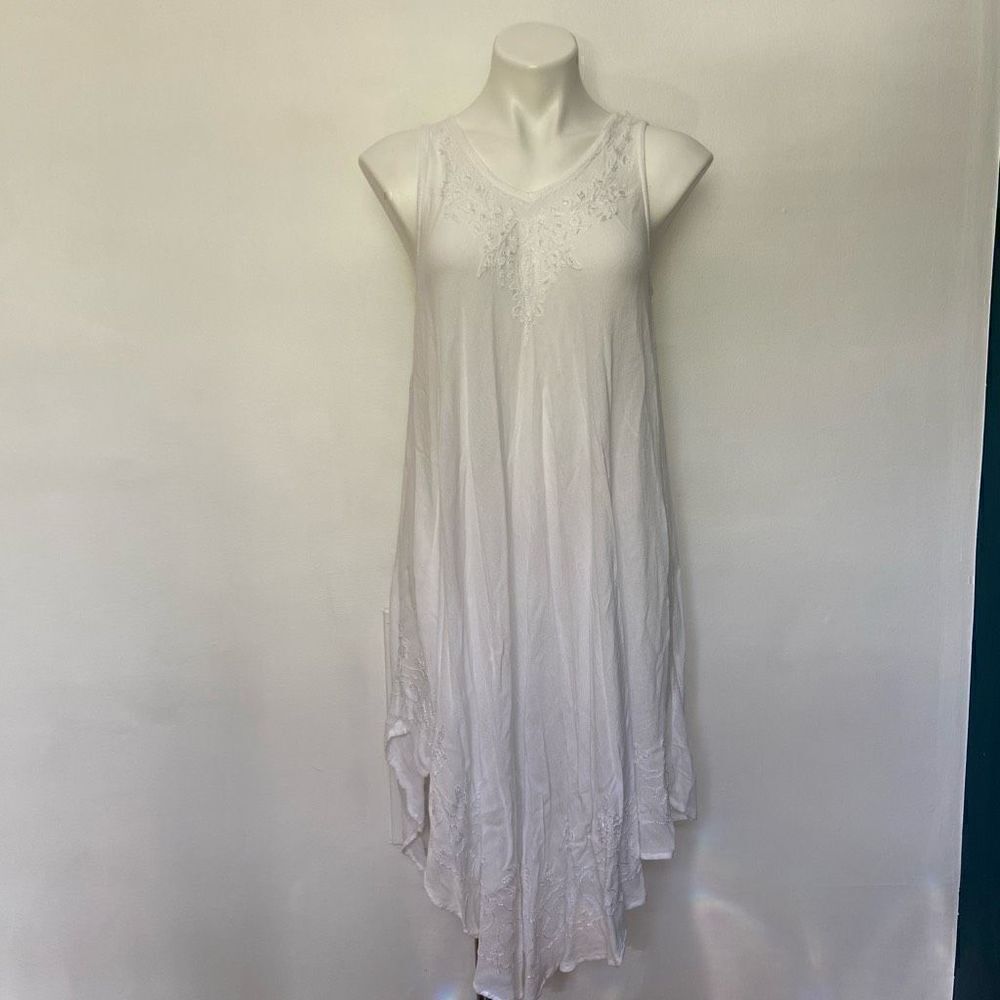 Creations white rayon ethereal beaded goddess fairy dress